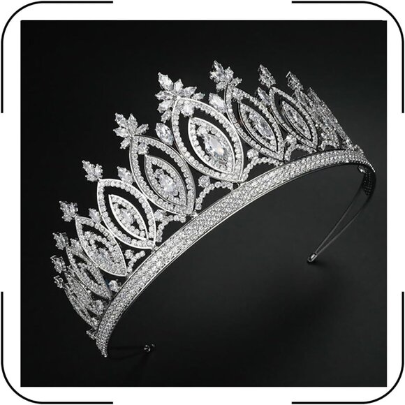 Jewelry - Silver Bridal Tiara Crown Cubic Zirconia Wedding Pageant Prom Accessory